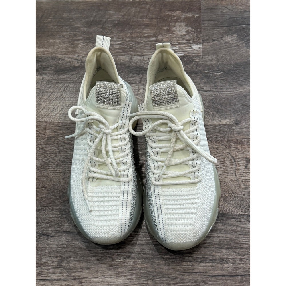 Steve Madden Maxima White Rhinestone‎ Chunky Sneakers MAXI08S1 Womens 9M